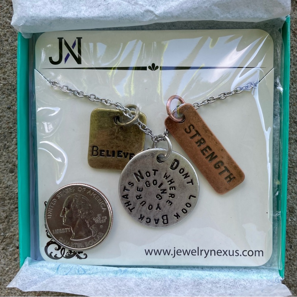 Jewely Nexus "Don't Look Back That's Not Where You're Going" Necklace